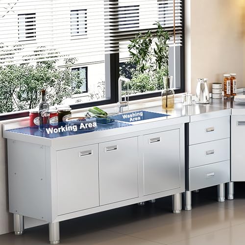 ZZV Freestanding Stainless Steel Utility Sink with Cabinet I631996