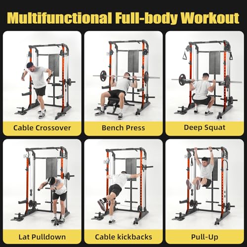 Power Cage 2000Lbs Capacity Power Rack with Cable Crossover O122915