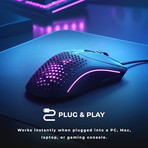 Glorious Model D Wired Gaming Mouse - 68g Honeycomb RGB Ergonomic, Matte White M160012