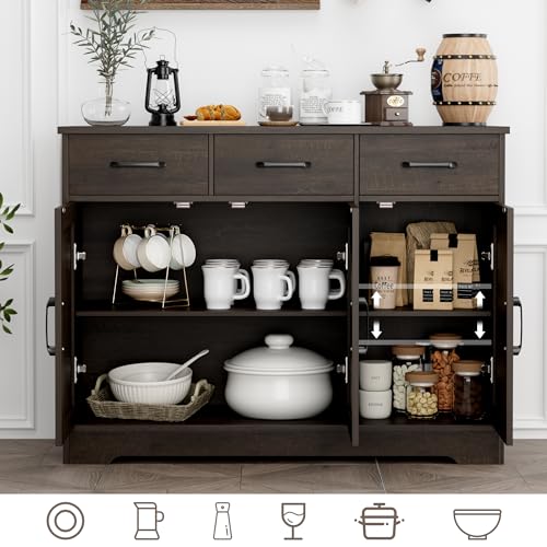 HOSTACK Modern Farmhouse Sideboard Buffet Cabinet with Barn Doors, White U8843