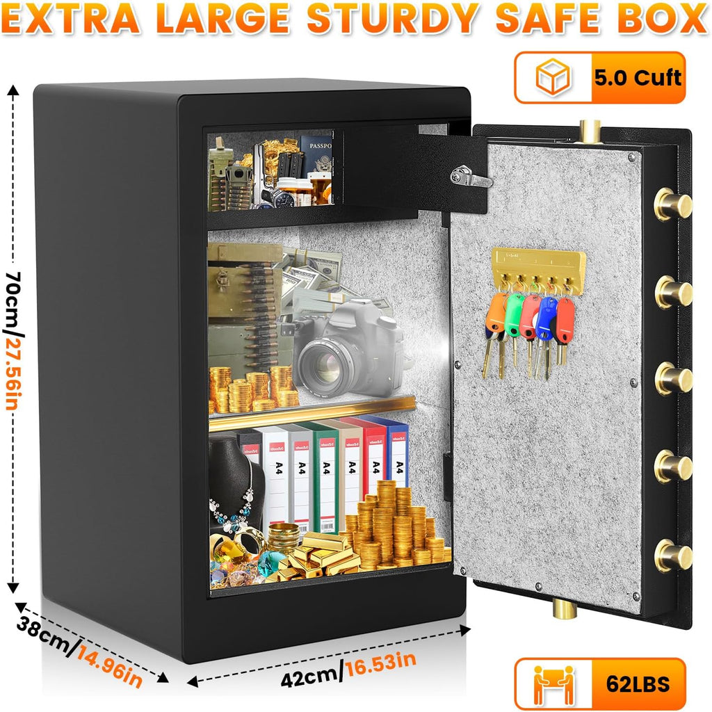 Fireproof Safe Box 5.0 Cuft with Digital Key Lock for Home D321174
