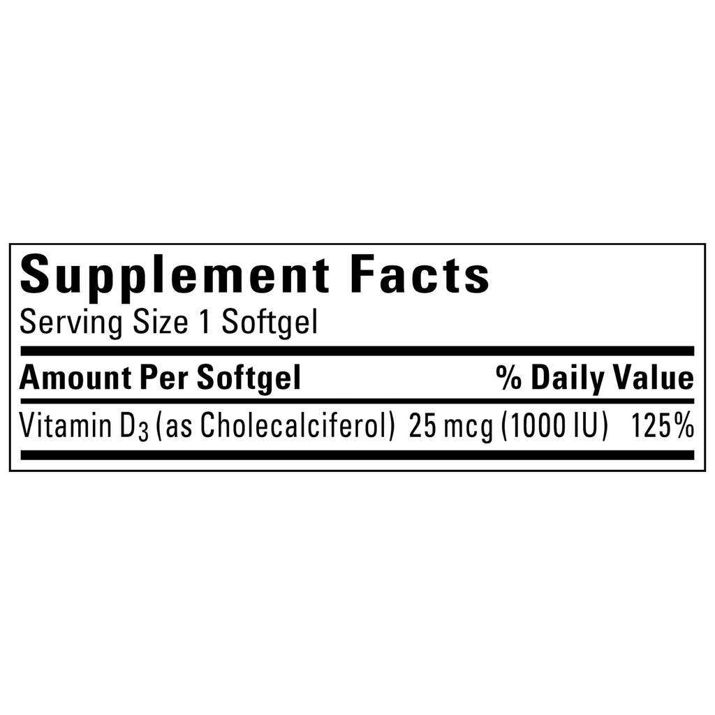 Nature Made Vitamin D3 1000IU Softgels, 650 Count S227305