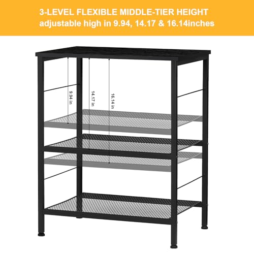 LIANTRAL 3 Tier Rolling Cart, Brown Kitchen Storage Cart on Wheels M635