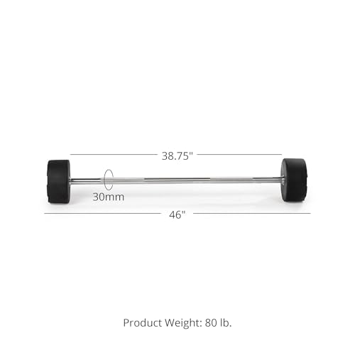 Titan Fitness Rubber Curl Fixed Barbells, Pre-Loaded Weight Bar Y406