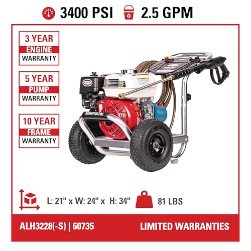Simpson Cleaning 4200 PSI Gas Pressure Washer, 4.0 GPM, Honda GX390 Engine W2346