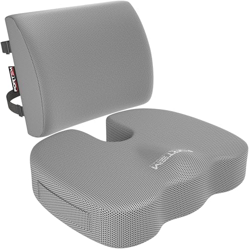 FORTEM Office Chair Cushion and Back Support, Memory Foam Lumbar Pillow, Non Slip, XL V440