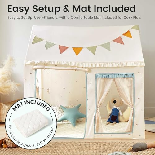 Tiny Land Kids Play Tent with Padded Mat & LED Lights, Indoor Playhouse for Toddlers G6025