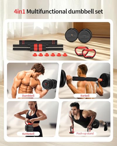 Adjustable Dumbbells 80lbs Free Weight Set with Connector for Home Gym I872