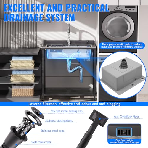 Stainless Steel Utility Sink with Faucet and Drain Kit I168