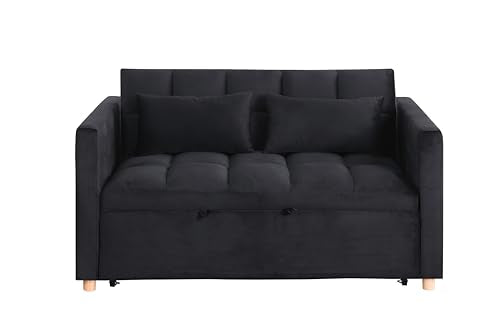 Sleeper Chair Sofa Bed Convertible with USB Ports & Cupholders, Black N276696