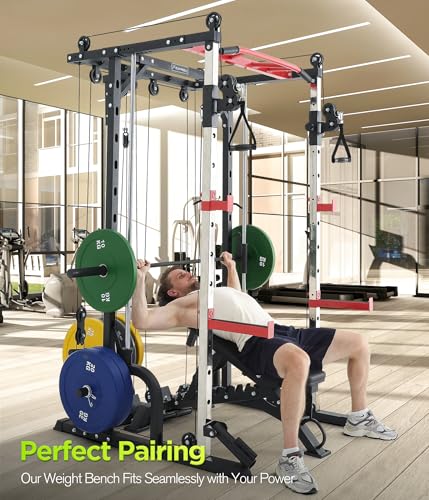 Smith Machine Home Gym with Cable Crossover Power Cage W9011