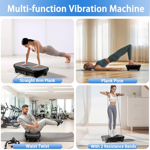 Vibration Plate Exercise Machine for Full Body Workout with Resistance Bands O9405