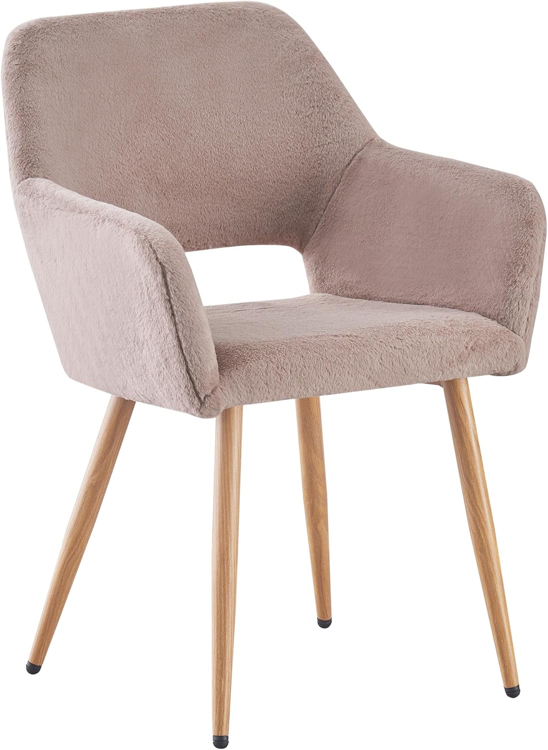 Faux Fur Side Reception Chair with Wood Metal Legs, Grey X186