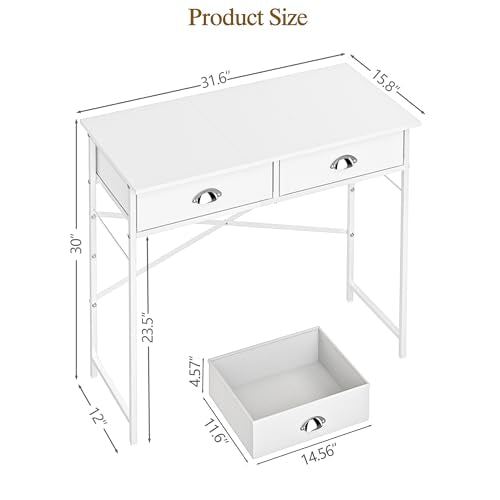 White Vanity Desk with Drawers for Kids Bedroom, 31.5 Inch J2831