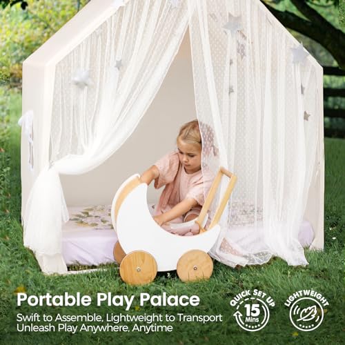 Tiny Land Kids Play Tent with Padded Mat & LED Lights, Indoor Playhouse for Toddlers G6025