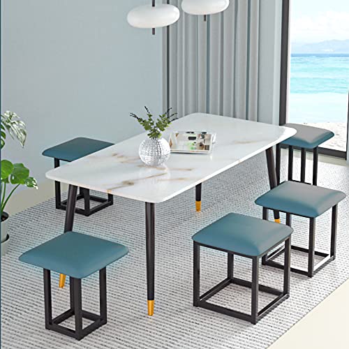 Nesting Ottoman Cube Chair with Wheels, Stackable Leather Foot Stool V48796