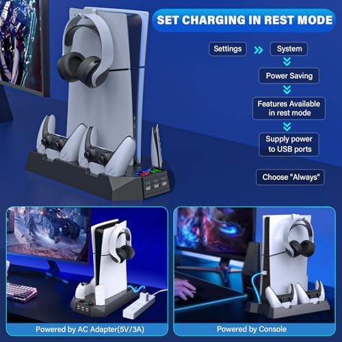 PS5 Slim/Pro Cooling Station with Controller Charger, White M8682