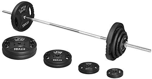 Cast Iron Weight Plates Set with 5FT Barbell, 95-Pound A28274