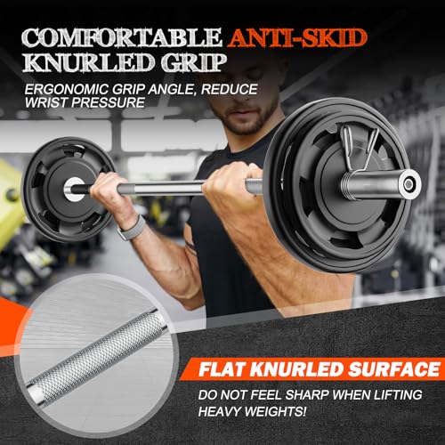 57" Olympic Barbell Bar with 2 Spring Collars for Weight Lifting X157780