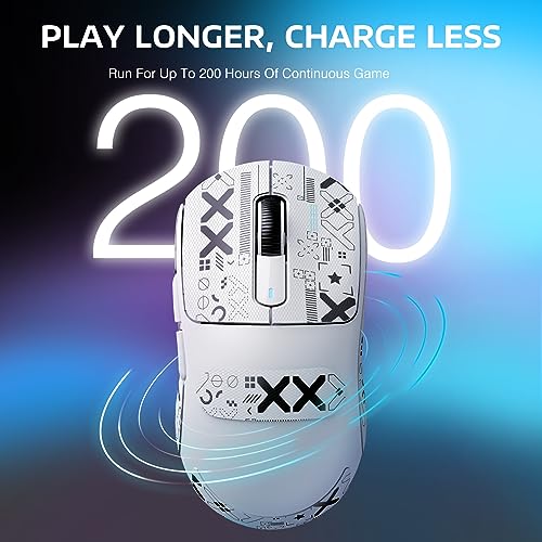 ATTACK SHARK X3 Wireless Gaming Mouse, 49g Ergonomic, PAW3395 26K DPI, White C238377
