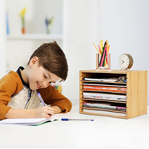 Bamjoy Bamboo 5 Tier Desktop Organizer with Adjustable Shelves I134984