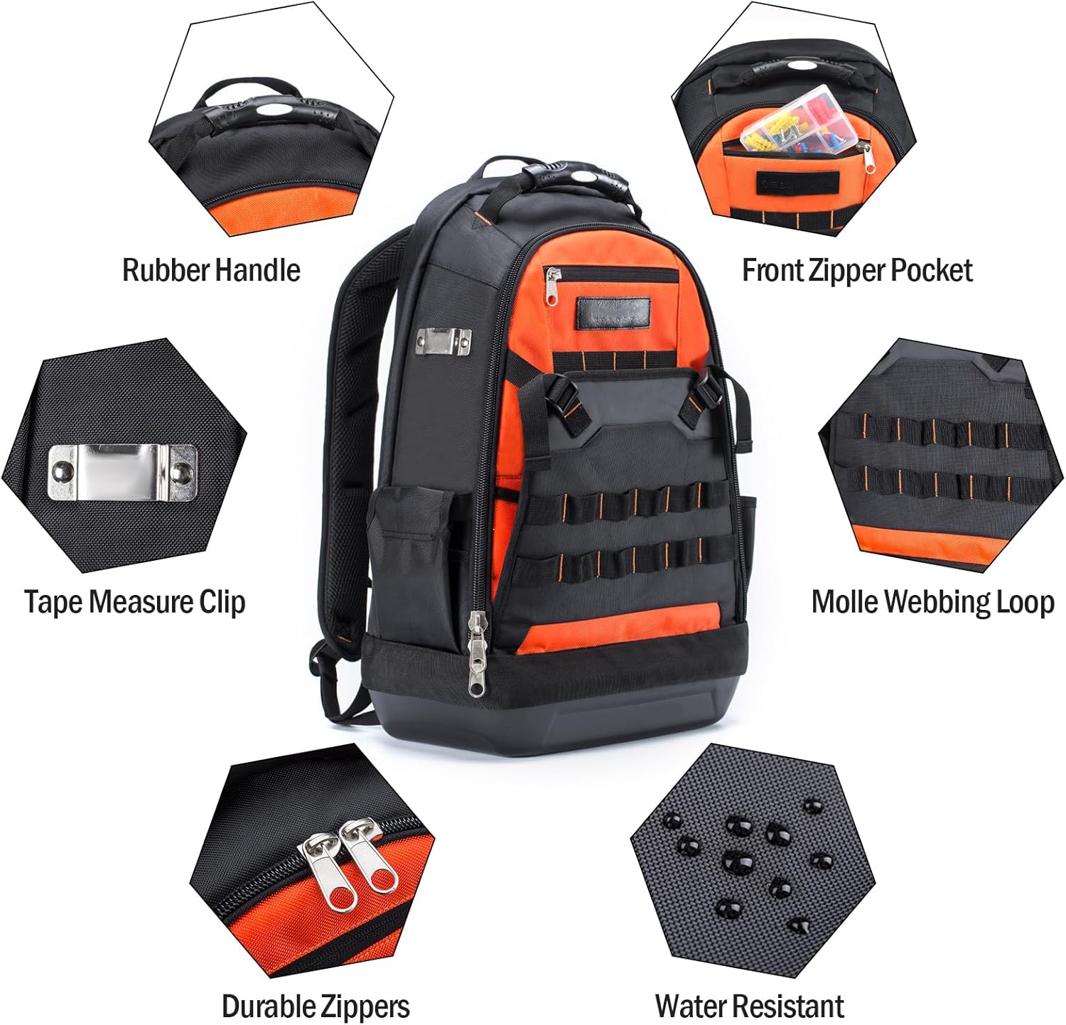 Heavy Duty Tool Backpack for Electrician, HVAC, Men with Waterproof Base S362