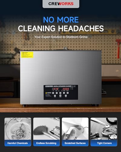 CREWORKS 3L Digital Ultrasonic Cleaner with Degas & Gentle Modes, 120W R572