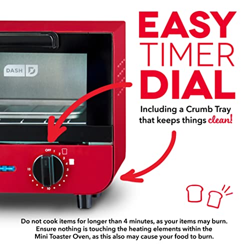 DASH Mini Toaster Oven Cooker for Bread, Bagels, Pizza, Paninis - Red B5381