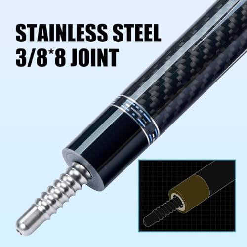 CRICAL Carbon Fiber Pool Cue Stick 58" with 12.5mm Tip J317692