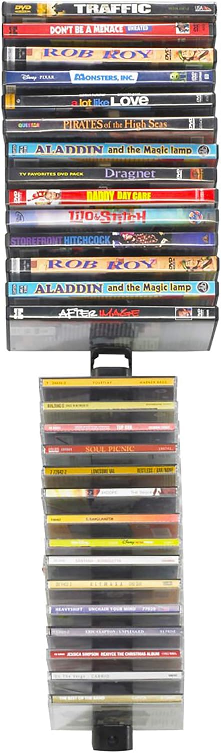 Atlantic Media Stix Wall-Mount CD/DVD Media Storage Rack, 4-Pack, Black Z6655