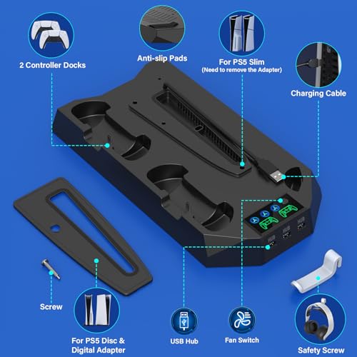 PS5/PS5 Slim Cooling Station with Controller Charging for PlayStation 5 T70142