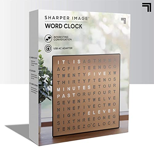 Sharper Image LED Light-Up Word Clock, Modern Electronic Desk & Wall Clock H8234