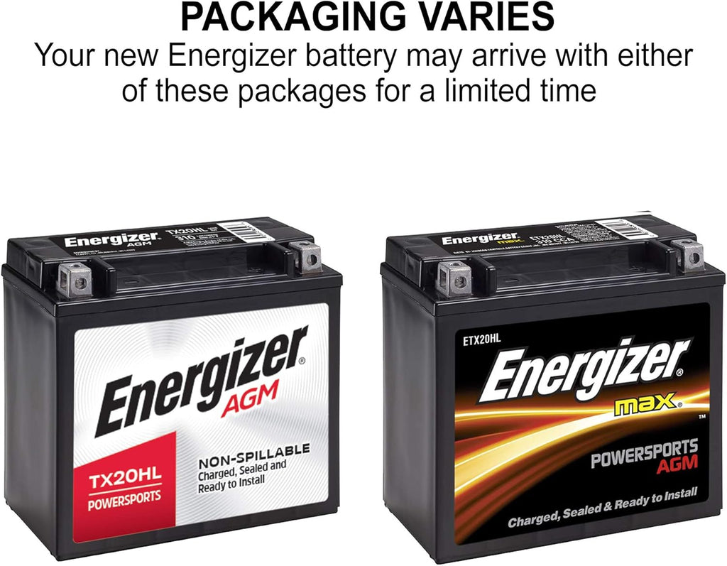 Energizer TX20HL AGM Motorcycle and ATV 12V Battery, 310 CCA Y914