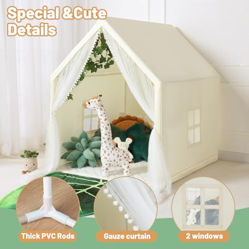 Wilwolfer Kid Tent with Mat and Star Lights - Indoor Playhouse for Toddlers and Girls (Pink) N411519