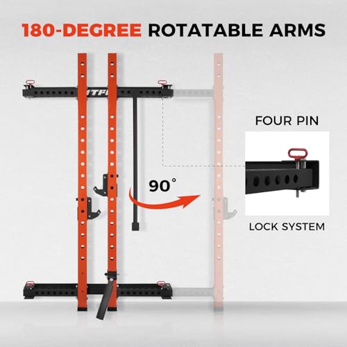 RitFit Multi-Functional Folding Squat Rack for Home Gym, Wall Mounted with Attachments V171188