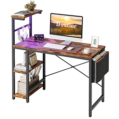 Bestier Gaming Desk with LED Lights, 51.3 Inch Computer Desk Q970