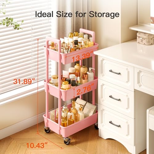 Pipishell 3 Tier Rolling Cart Organizer with Lockable Wheels, White K43271