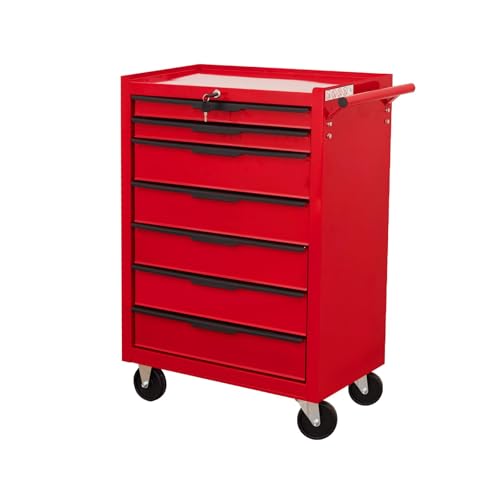 6-Drawer Rolling Tool Chest Cabinet, Large Capacity Metal Tool Box with Wheels and Keyed Locking, Roll Around Storage Organizer Tool Cart for Garage, Warehouse, Work Shop (Black)