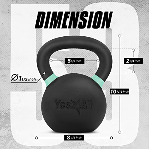 Yes4All Powder Coated Cast Iron Kettlebell Weight Set for Home Gym N15817