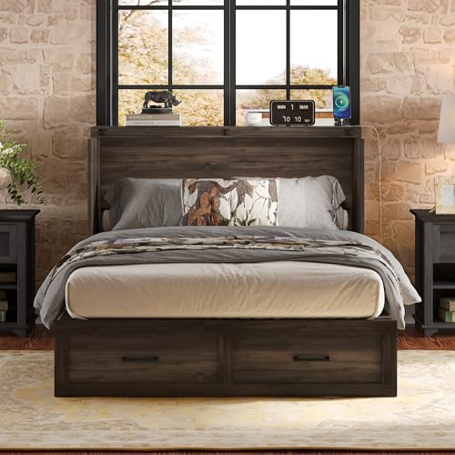 Queen Size Murphy Bed Cabinet with Charging Station, White P336686