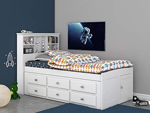 Discovery World Furniture White Full Bookcase Bed with 6 Drawers Z895159
