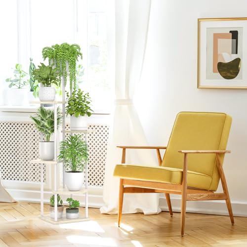 6 Tier Metal Wood Corner Plant Stand Indoor Outdoor H78199