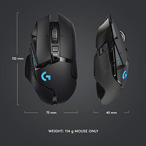 Logitech G502 Lightspeed Wireless Gaming Mouse with Hero 25K Sensor, Black B3236