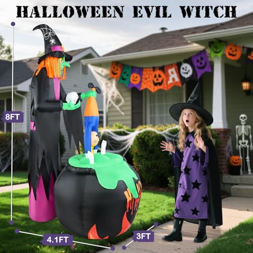 Halloween Inflatables Witch Blowup Yard Decor with LED Lights B39510