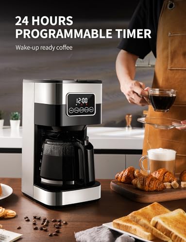 SHARDOR 10-Cup Programmable Coffee Maker, Silver D50484