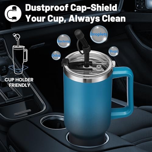 40 oz Tumbler with Handle and Straw Lid - Leak-proof Vacuum Insulated Travel Cup I15292
