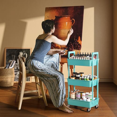 Pipishell 3 Tier Rolling Cart Organizer with Lockable Wheels, White K43271