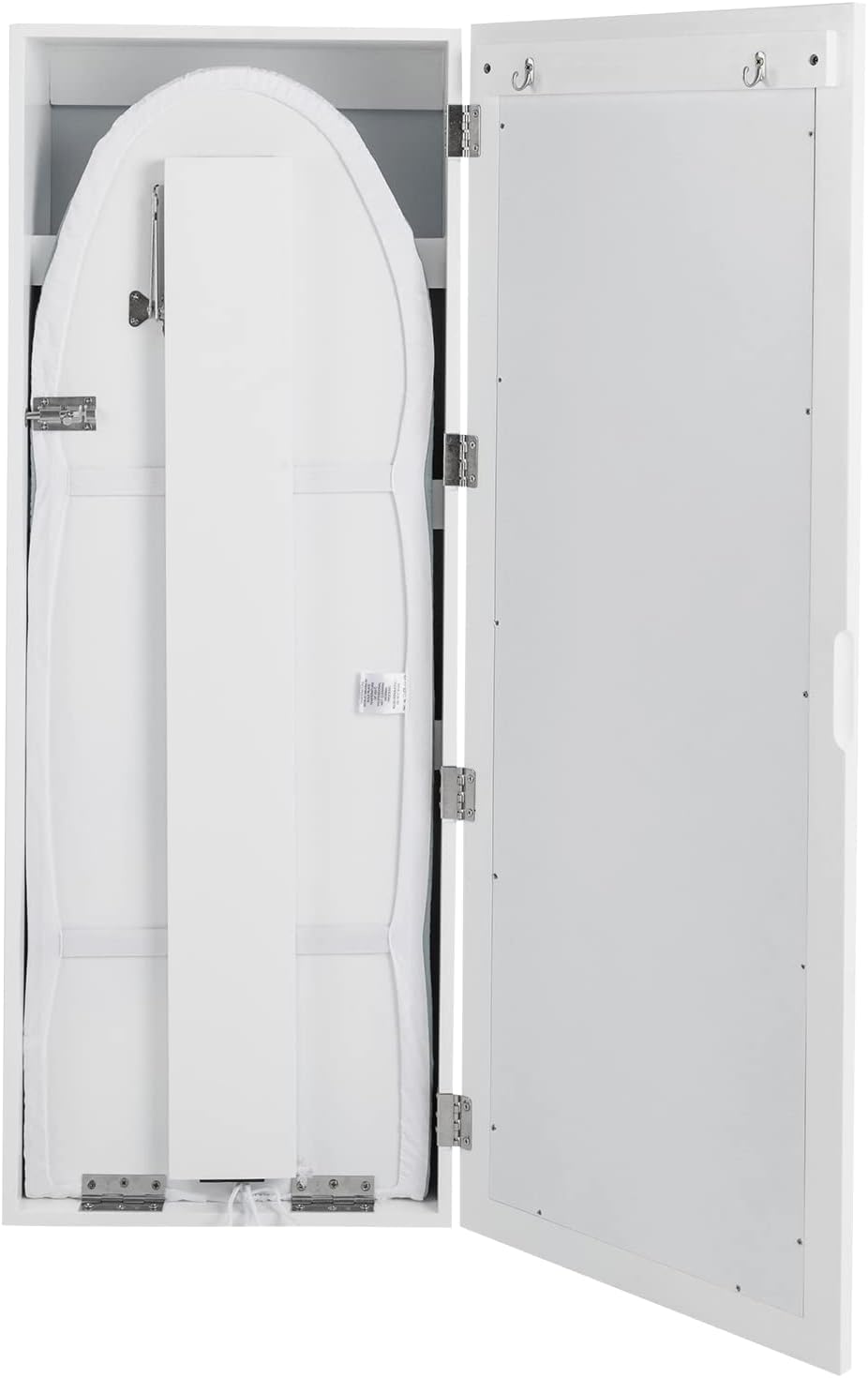 Wall-Mounted Ironing Board Cabinet with Mirror, White B1815