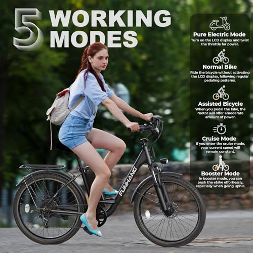 Electric Bike for Adults, 26" 1000W Peak City Cruiser Ebike, 48V Removable Battery O80999