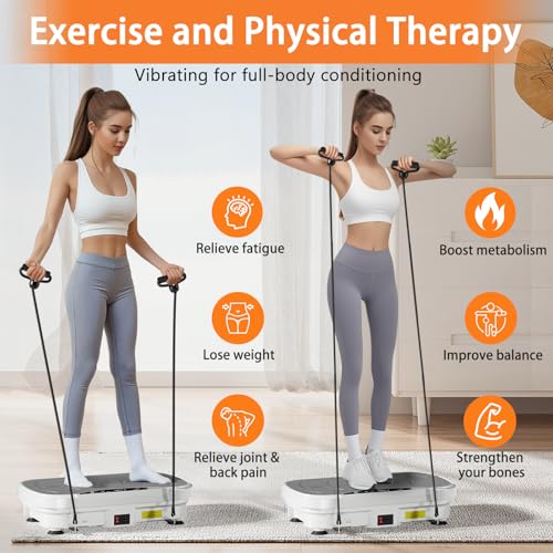 Vibration Plate Exercise Machine for Full Body Workout with Resistance Bands O9405